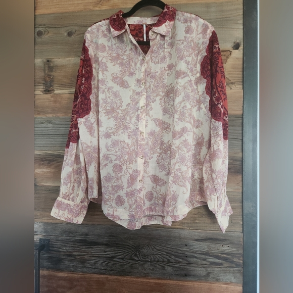 NWT FREE PEOPLE Rose Bud Blouse Tea Combo Retail $128 Oversized - Picture 5 of 8